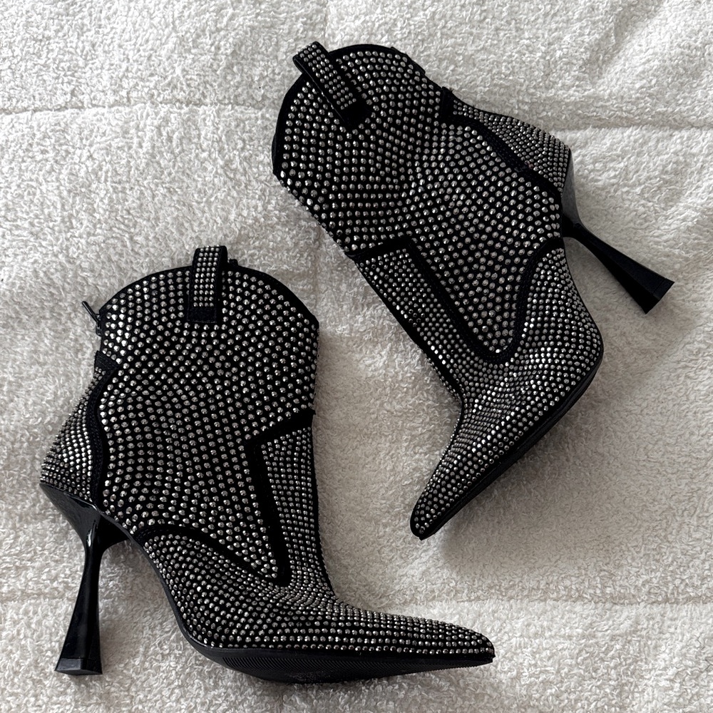 INC International Concepts Black Studded Heeled cowgirl cowboy western Boots
